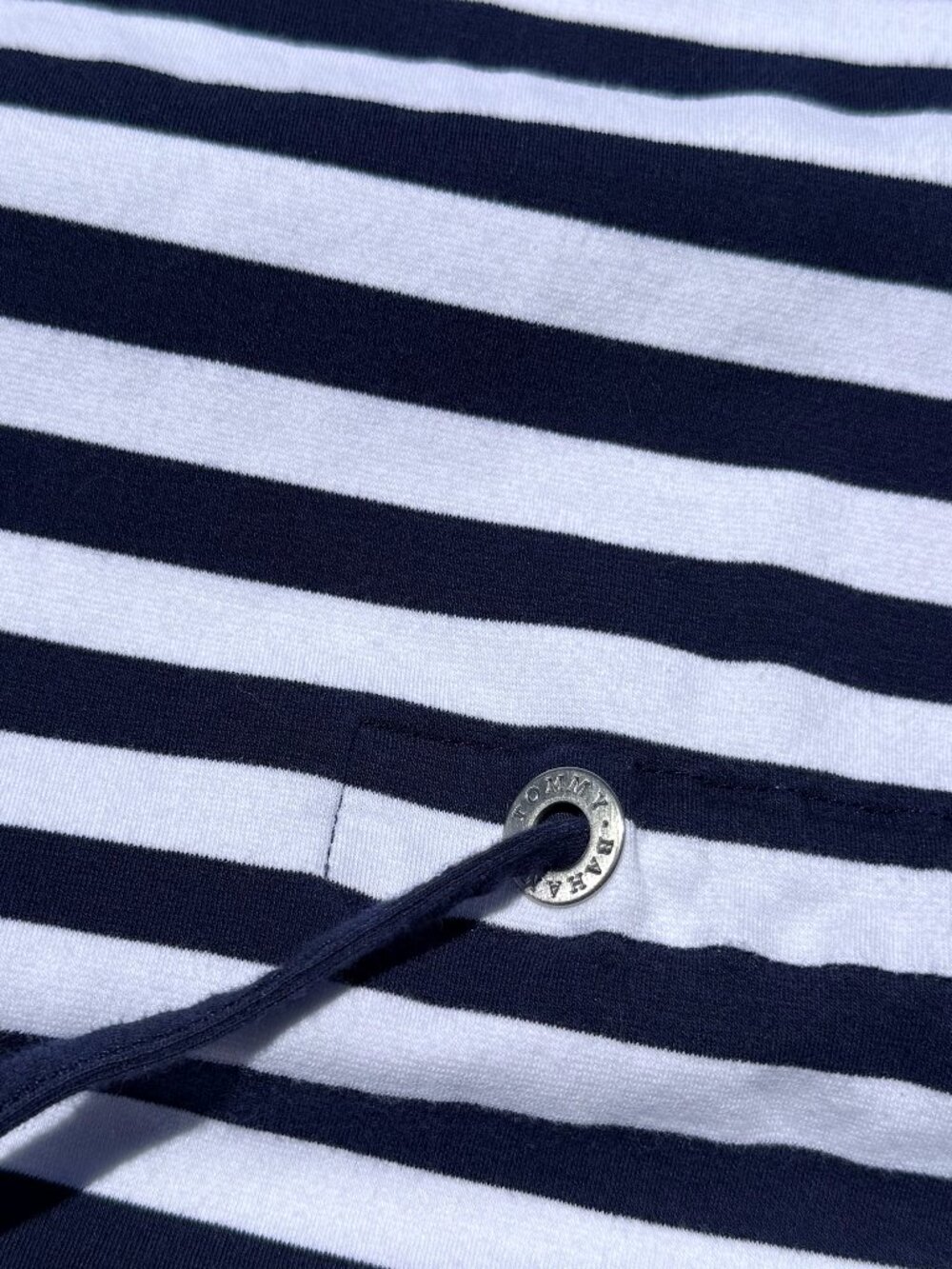 Tommy Bahama Amira Stripe Drawstring Dress Size XL Pockets Navy White Boat Neck - Picture 5 of 10